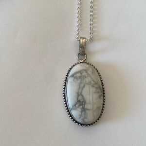 Howlite sterling silver pendant